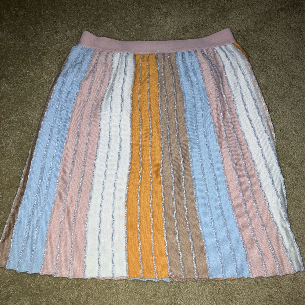 Eva Franco Anthropologie Striped Multicolor Knit Skirt, small, New!